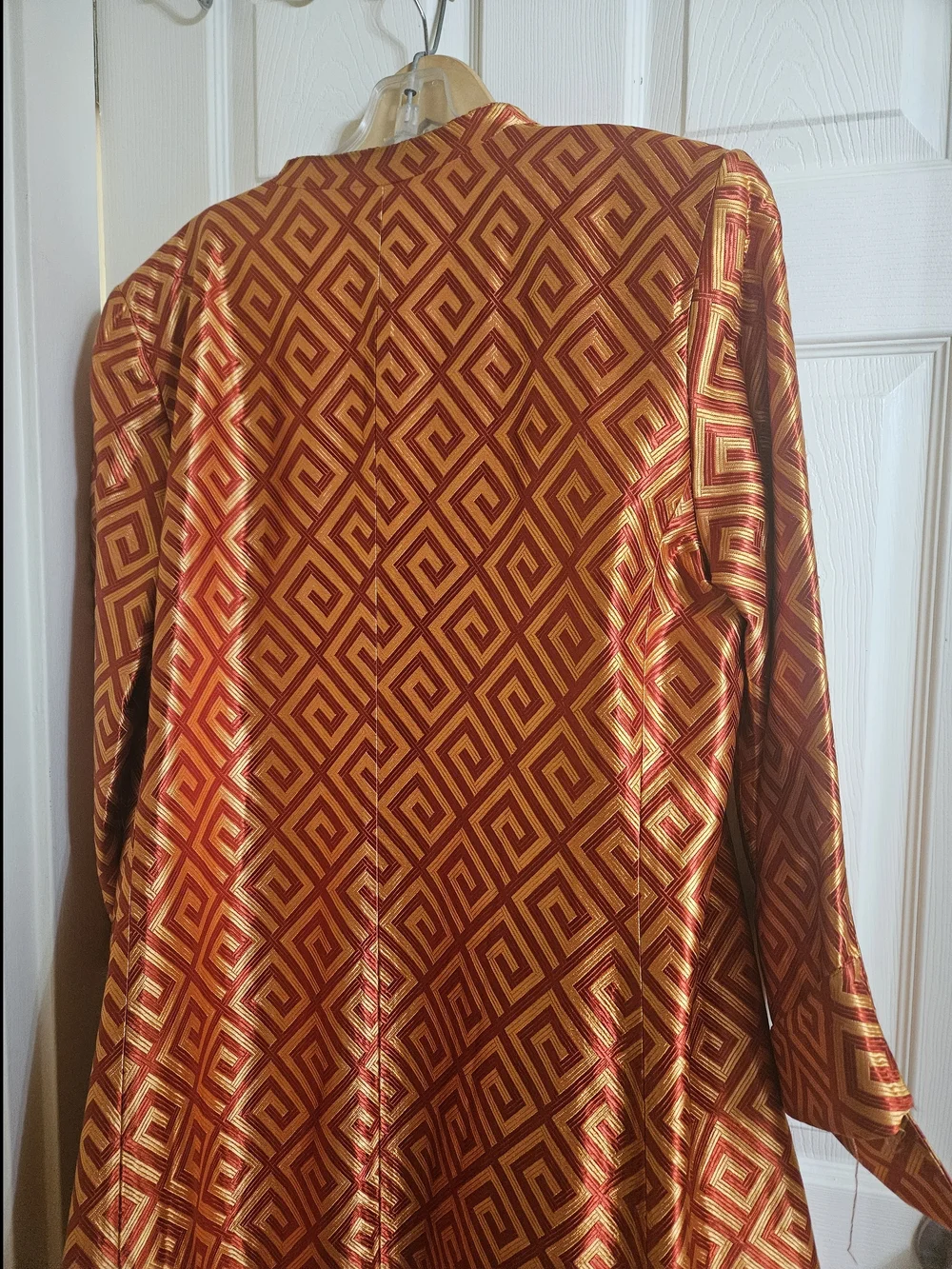 Statement Gold & Red Geometric Satin Blazer - Picture 7 of 10